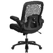 HERCULES Series Big & Tall 500 lb. Rated Black Mesh/LeatherSoft Executive Ergonomic Office Chair with Adjustable Lumbar, BT-20180-LEA-GG