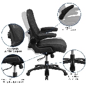 HERCULES Series Big & Tall 500 lb. Rated Black Mesh/LeatherSoft Executive Ergonomic Office Chair with Adjustable Lumbar, BT-20180-LEA-GG