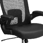HERCULES Series Big & Tall 500 lb. Rated Black Mesh/LeatherSoft Executive Ergonomic Office Chair with Adjustable Lumbar, BT-20180-LEA-GG