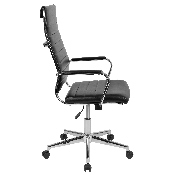High Back Black LeatherSoft Contemporary Ribbed Executive Swivel Office Chair, BT-20595H-1-BK-GG