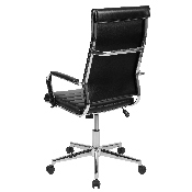 High Back Black LeatherSoft Contemporary Ribbed Executive Swivel Office Chair, BT-20595H-1-BK-GG