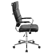 High Back Black LeatherSoft Contemporary Panel Executive Swivel Office Chair, BT-20595H-2-BK-GG