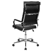 High Back Black LeatherSoft Contemporary Panel Executive Swivel Office Chair, BT-20595H-2-BK-GG