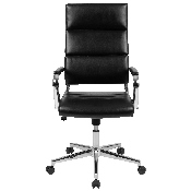 High Back Black LeatherSoft Contemporary Panel Executive Swivel Office Chair, BT-20595H-2-BK-GG