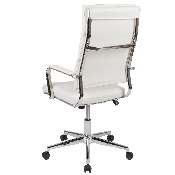 High Back White LeatherSoft Contemporary Panel Executive Swivel Office Chair, BT-20595H-2-WH-GG