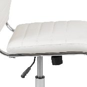 Mid-Back Armless White LeatherSoft Contemporary Ribbed Executive Swivel Office Chair, BT-20595M-NA-WH-GG