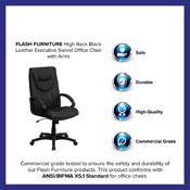 High Back Black Leather Executive Swivel Office Chair with Arms, BT-238-BK-GG