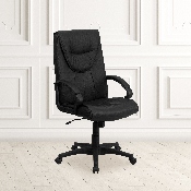 High Back Black Leather Executive Swivel Office Chair with Arms, BT-238-BK-GG