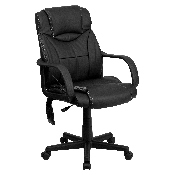 Mid-Back Ergonomic Massaging Black LeatherSoft Executive Swivel Office Chair with Arms, BT-2690P-GG