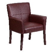 Burgundy LeatherSoft Executive Side Reception Chair with Mahogany Legs, BT-353-BURG-GG