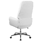 High Back Traditional Tufted White LeatherSoft Executive Swivel Office Chair with Arms, BT-444-WH-GG