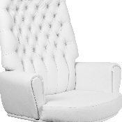 High Back Traditional Tufted White LeatherSoft Executive Swivel Office Chair with Arms, BT-444-WH-GG