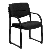 Black LeatherSoft Executive Side Reception Chair with Sled Base, BT-510-LEA-BK-GG