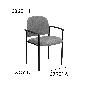 Comfort Gray Fabric Stackable Steel Side Reception Chair with Arms, BT-516-1-GY-GG