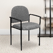 Comfort Gray Fabric Stackable Steel Side Reception Chair with Arms, BT-516-1-GY-GG