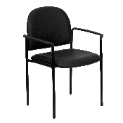 Comfort Black Vinyl Stackable Steel Side Reception Chair with Arms, BT-516-1-VINYL-GG