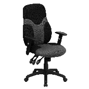 High Back Ergonomic Black and Gray Mesh Swivel Task Office Chair with Adjustable Arms, BT-6001-GYBK-GG