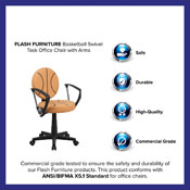 Basketball Swivel Task Office Chair with Arms, BT-6178-BASKET-A-GG