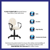 Baseball Swivel Task Office Chair with Arms, BT-6179-BASE-A-GG