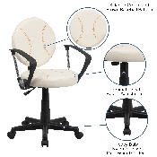 Baseball Swivel Task Office Chair with Arms, BT-6179-BASE-A-GG