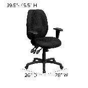 High Back Black Fabric Multifunction Ergonomic Executive Swivel Office Chair with Adjustable Arms, BT-6191H-BK-GG