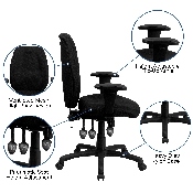 High Back Black Fabric Multifunction Ergonomic Executive Swivel Office Chair with Adjustable Arms, BT-6191H-BK-GG