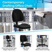 Bruce Black Fabric Drafting Chair (Cylinders: 22.5''-27''H or 26''-30.5''H), BT-659-BLACK-GG