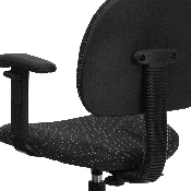 Black Patterned Fabric Drafting Chair with Adjustable Arms (Cylinders: 22.5''-27''H or 26''-30.5''H), BT-659-BLK-ARMS-GG