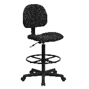 Black Patterned Fabric Drafting Chair (Cylinders: 22.5''-27''H or 26''-30.5''H), BT-659-BLK-GG