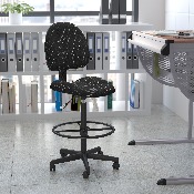 Black Patterned Fabric Drafting Chair (Cylinders: 22.5''-27''H or 26''-30.5''H), BT-659-BLK-GG