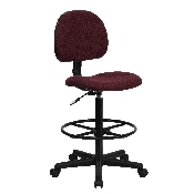 Burgundy Fabric Drafting Chair (Cylinders: 22.5''-27''H or 26''-30.5''H), BT-659-BY-GG