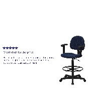 Navy Blue Patterned Fabric Drafting Chair with Adjustable Arms (Cylinders: 22.5''-27''H or 26''-30.5''H), BT-659-NVY-ARMS-GG