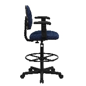 Navy Blue Patterned Fabric Drafting Chair with Adjustable Arms (Cylinders: 22.5''-27''H or 26''-30.5''H), BT-659-NVY-ARMS-GG