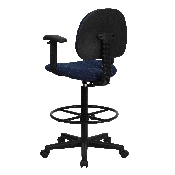Navy Blue Patterned Fabric Drafting Chair with Adjustable Arms (Cylinders: 22.5''-27''H or 26''-30.5''H), BT-659-NVY-ARMS-GG