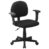 Mid-Back Black Fabric Swivel Task Office Chair with Adjustable Arms, BT-660-1-BK-GG