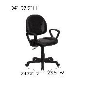 Mid-Back Black LeatherSoft Swivel Ergonomic Task Office Chair with Back Depth Adjustment and Arms, BT-688-BK-A-GG