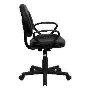 Mid-Back Black LeatherSoft Swivel Ergonomic Task Office Chair with Back Depth Adjustment and Arms, BT-688-BK-A-GG