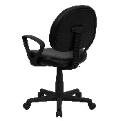 Mid-Back Black LeatherSoft Swivel Ergonomic Task Office Chair with Back Depth Adjustment and Arms, BT-688-BK-A-GG