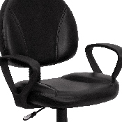 Mid-Back Black LeatherSoft Swivel Ergonomic Task Office Chair with Back Depth Adjustment and Arms, BT-688-BK-A-GG