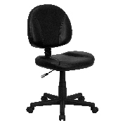 Mid-Back Black LeatherSoft Swivel Ergonomic Task Office Chair with Back Depth Adjustment, BT-688-BK-GG