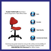 Red Fabric Swivel Ergonomic Task Office Chair, BT-699-RED-GG