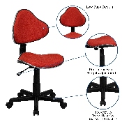 Red Fabric Swivel Ergonomic Task Office Chair, BT-699-RED-GG