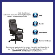 High Back Brown LeatherSoft Executive Reclining Ergonomic Swivel Office Chair with Arms, BT-70172-BN-GG