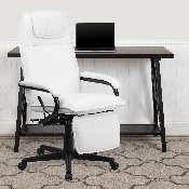 High Back White LeatherSoft Executive Reclining Ergonomic Swivel Office Chair with Arms, BT-70172-WH-GG