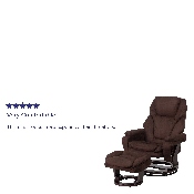 Contemporary Multi-Position Recliner and Ottoman with Swivel Mahogany Wood Base in Brown Microfiber, BT-70222-MIC-FLAIR-GG