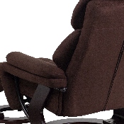 Contemporary Multi-Position Recliner and Ottoman with Swivel Mahogany Wood Base in Brown Microfiber, BT-70222-MIC-FLAIR-GG
