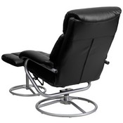 Contemporary Multi-Position Recliner and Ottoman with Metal Base in Black LeatherSoft, BT-70230-BK-CIR-GG