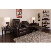 Eclipse Series 2-Seat Reclining Brown LeatherSoft Theater Seating Unit with Cup Holders, BT-70259-2-BRN-GG