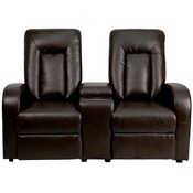 Eclipse Series 2-Seat Reclining Brown LeatherSoft Theater Seating Unit with Cup Holders, BT-70259-2-BRN-GG