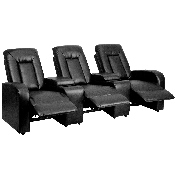 Eclipse Series 3-Seat Reclining Black LeatherSoft Theater Seating Unit with Cup Holders, BT-70259-3-BK-GG